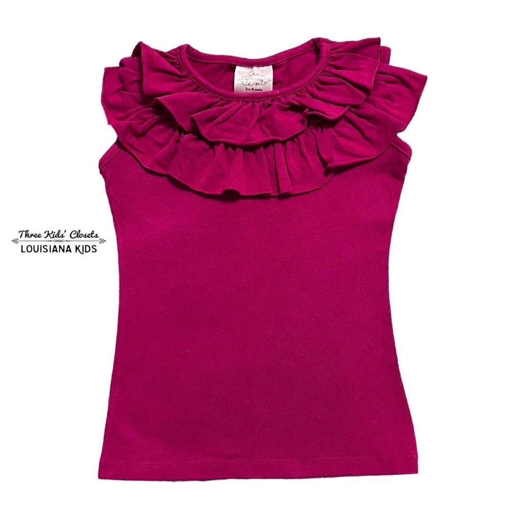 Persnickety 18m Fuchsia Pink Ruffle Collar Tank Top